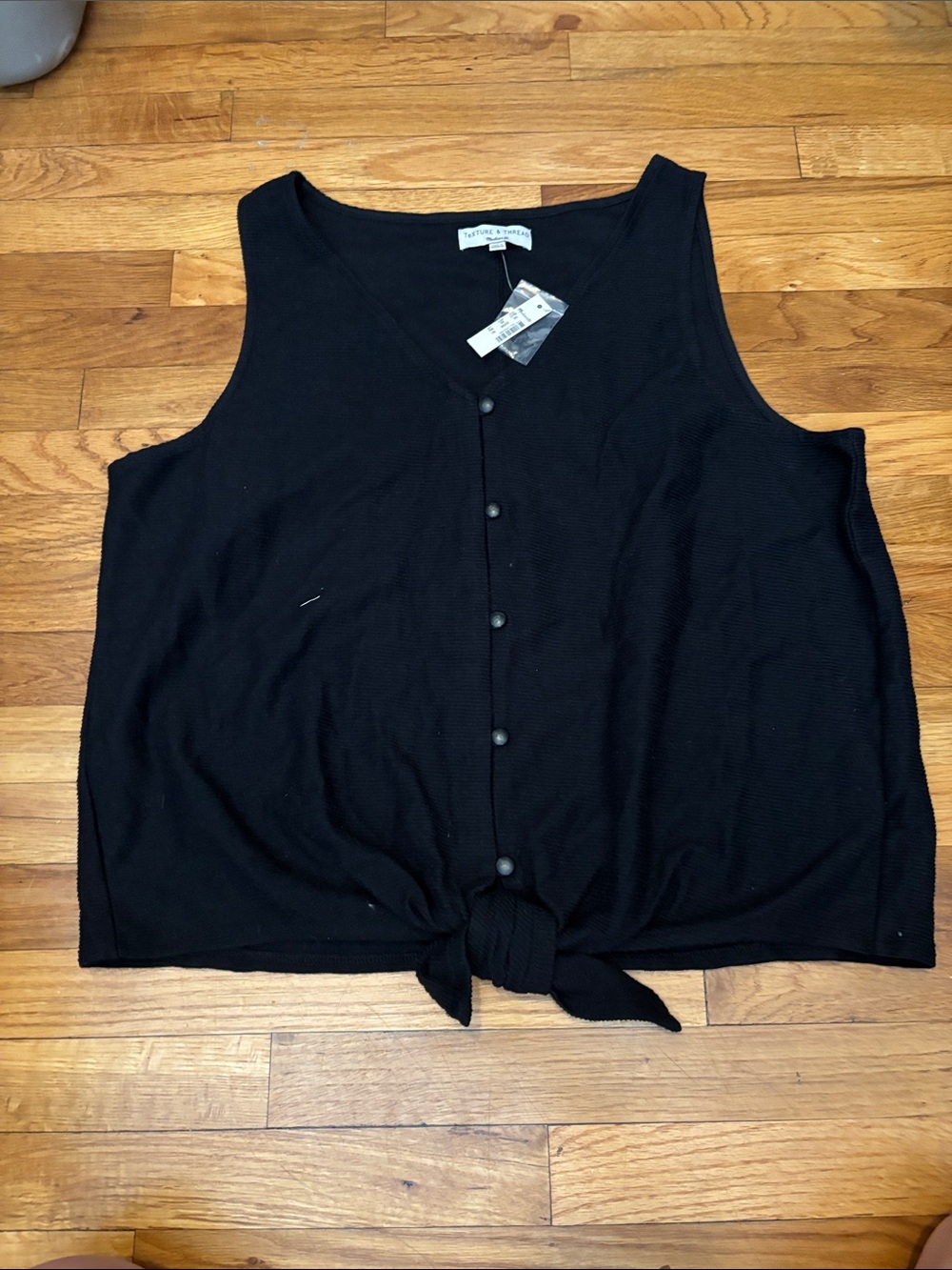 Madewell Black Button-Front Tie Tank